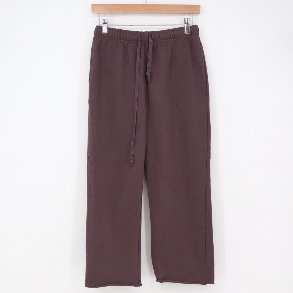 Unbranded Sweatpants Womens S Wide Leg Plum Raw Hem Excellent